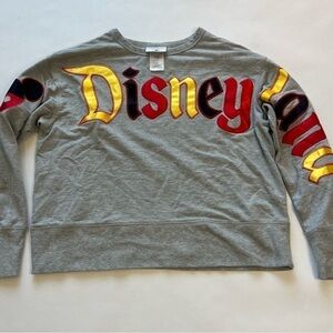 Disneyland Sweatshirt Collegiate Spell Out Disney Gray Waist Length XS
